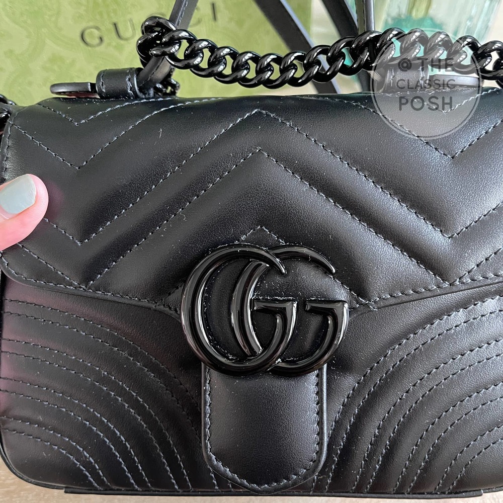 ❌SOLD❌NEW GUCCI Mini Marmont Top Handle SO Black Crossbody Bag - Picture 7 of 14